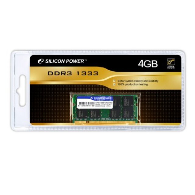シリコンパワー メモリモジュール 204Pin SO-DIMM DDR3-1333(PC3-10600)4GB ブリスターパッケージ SP004GBSTU133V02 wgteh8f