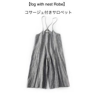 ネストローブ(nest Robe)の【fog with nest Robe】 コサージュ付きサロペット/千鳥柄(サロペット/オーバーオール)