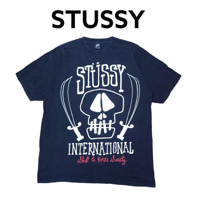 STUSSY - STUSSY スカルソード 全面ビッグプリント Tシャツ 古着 STUSSY - STUSSY スカルソード 全面ビッグプリント Tシャツ 古着