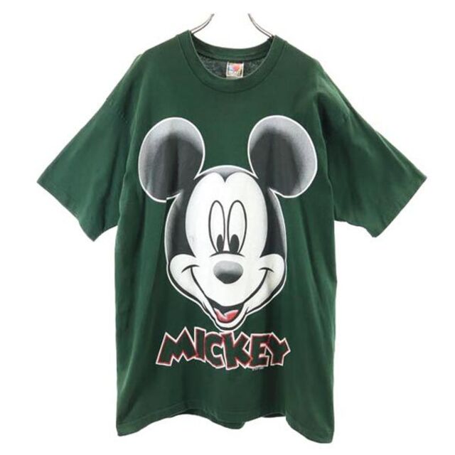 ミッキーアンリミテッド 90s オールド クルーネック ミッキーマウスプリント 半袖 Tシャツ XL グリーン系 MICKEY UNLIMITED メンズ   【230515】