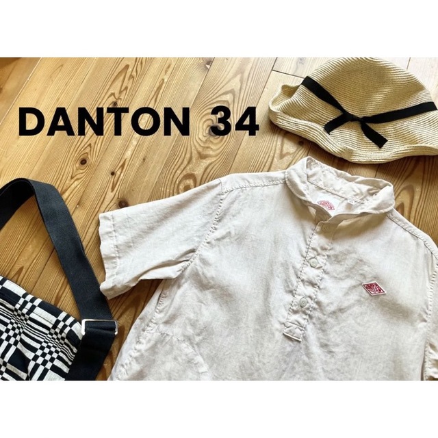 【DANTON】リネン 半袖丸襟プルオーバー　34