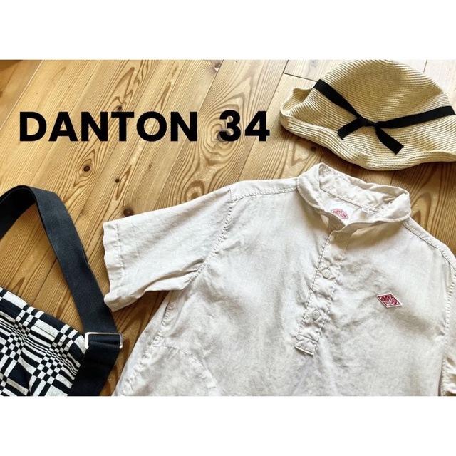 DANTON - DANTON リネン プルオーバー半袖シャツ 34 ベージュ ブラウス
