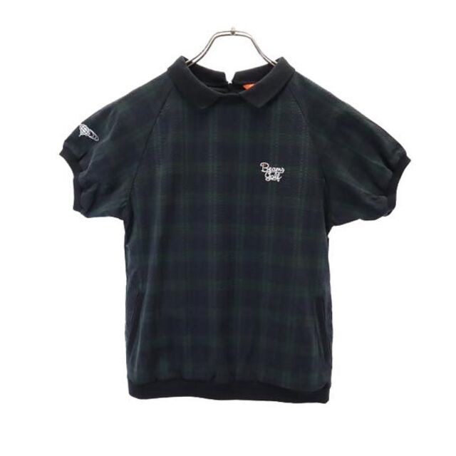 ビームス 半袖 シャツ M 深緑×黒 BEAMS GOLF ゴルフシャツ 日本製 レディース   【230515】