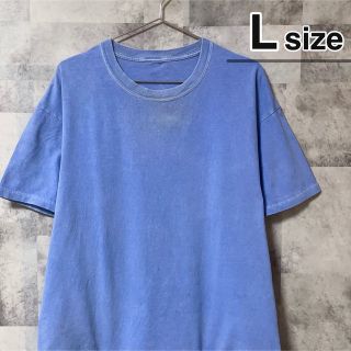 Tシャツ　Lサイズ　ブルー　青　無地　USA古着(Tシャツ/カットソー(半袖/袖なし))