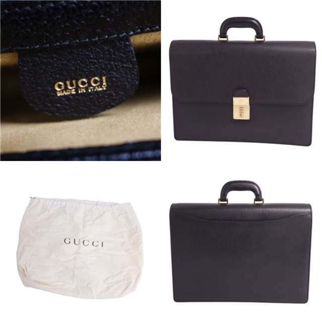 美品 Vintage グッチ GUCCI バッグ ブリーフケース ビジネスバッグ 書類カバン ダイヤルロック カーフレザー カバン メンズ ブラック
