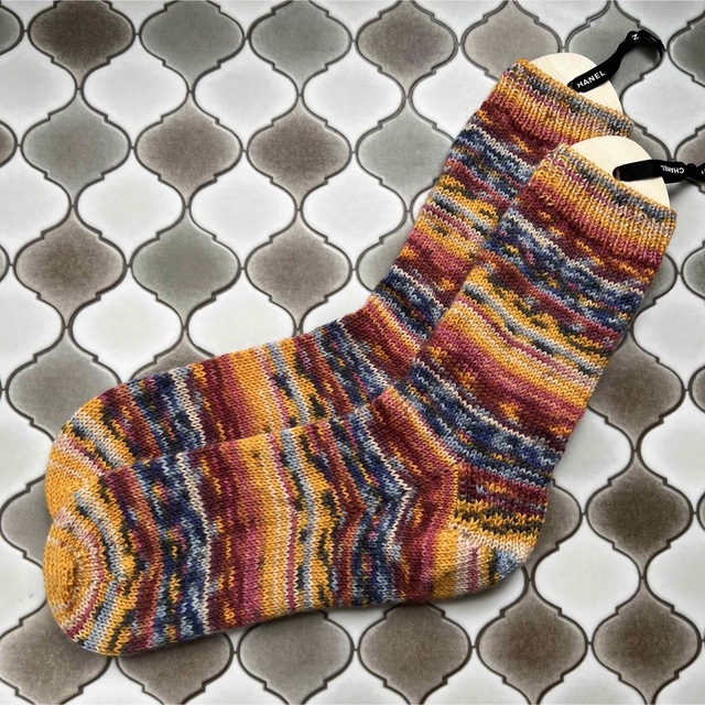 オパール毛糸　靴下　手編み　ゴッホ　5433 ハンドメイドのファッション小物(レッグウェア)の商品写真