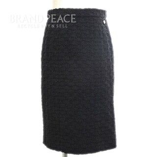 シャネル(CHANEL)のシャネル ツイード スカート ブラック P70536 34サイズ(ひざ丈スカート)