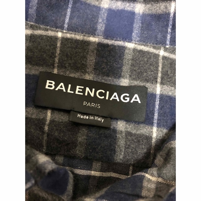 【美品】BALENCIAGA オーバーサイズ高級ウールチェックシャツ 3