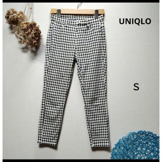 ユニクロ(UNIQLO)のUNIQLO ユニクロ　ウルトラストレッチクロップドレギンスパンツ　チェック　Ｓ(クロップドパンツ)