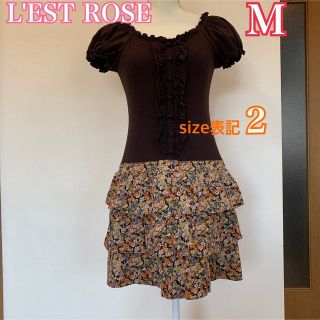 レストローズ(L'EST ROSE)の最終値下げ★L'EST ROSEレストローズ 半袖 花柄 細見え♡ワンピース(ひざ丈ワンピース)