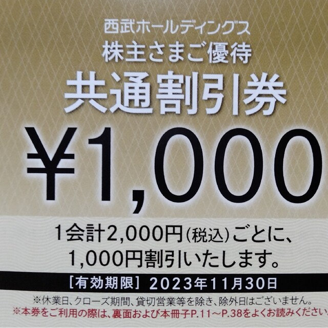 西武HD 株主優待 共通割引券 1,000円券 10枚