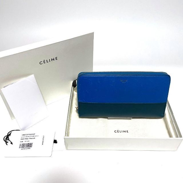 celine(セリーヌ)のセリーヌ 長財布 ラウンドファスナー バイカラー ゴールドジッピー 水色 レザー メンズのファッション小物(長財布)の商品写真