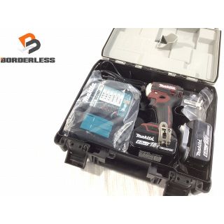 マキタ(Makita)の☆極美品☆makita マキタ 18V 充電式インパクトドライバ TD172DGXAR 赤/レッド バッテリー2個(6.0Ah) 充電器 ケース付 71704(工具)