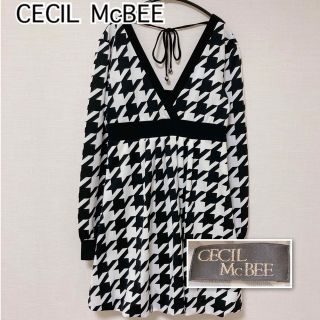 セシルマクビー(CECIL McBEE)の[CECIL McBE]セシルマクビー　格子千鳥柄　長袖　ワンピース(ひざ丈ワンピース)