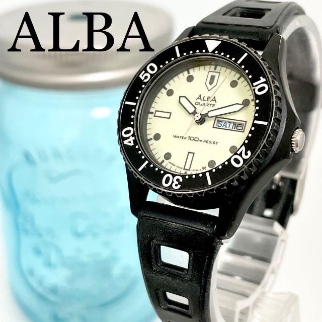488 ALBA アルバ時計　レディース腕時計　ブラック　スキューバ　ダイバー | フリマアプリ ラクマ