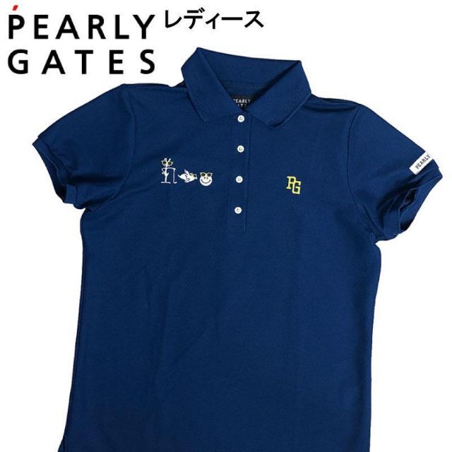 パーリーゲイツ PEARY GATES ポロシャツ ニコちゃん ロゴ ネイビー