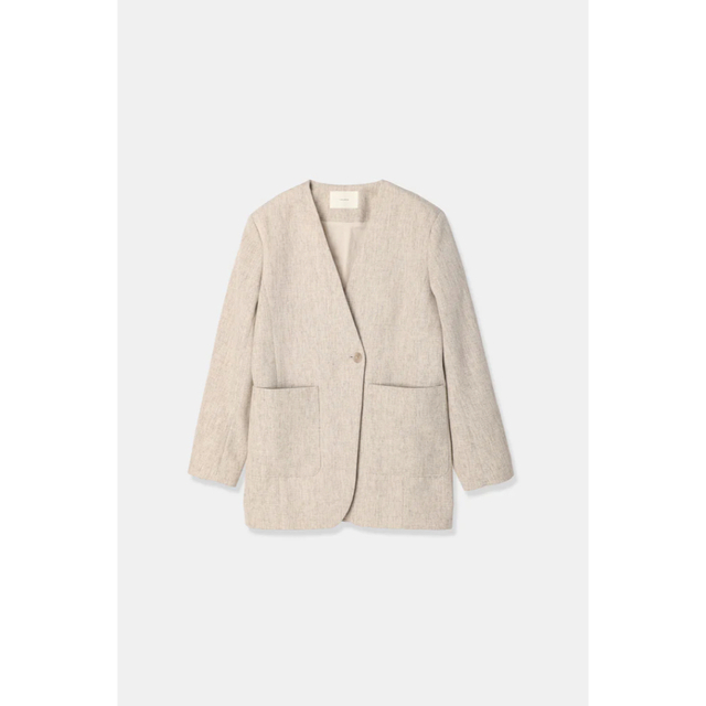 power shoulder nocollar jacket 3