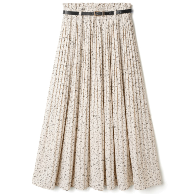GRL(グレイル)のベルト付き小花柄プリーツロングスカート[gc04a] レディースのスカート(ロングスカート)の商品写真