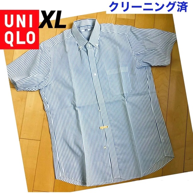 UNIQLO(ユニクロ)のユニクロ　ドライイージーケアストライプシャツ（ボタンダウンカラー・半袖）XL メンズのトップス(シャツ)の商品写真