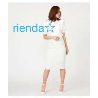 リエンダ(rienda)のrienda☆モチーフレースコンビジャストウエストタイトスカート(ひざ丈スカート)