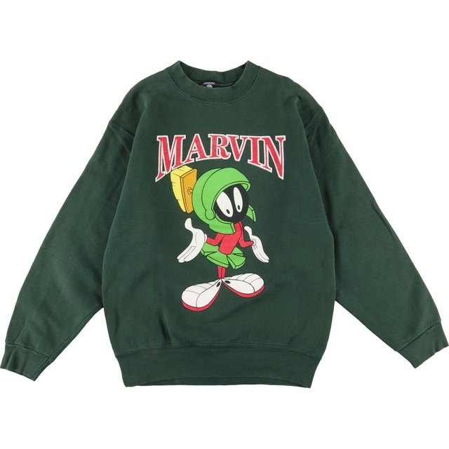 90年代 WARNER BROS STUDIO STORE ルーニーテューンズ Marvin the Martian マービンザマーシャン キャラクタースウェットシャツ トレーナー USA製 メンズM ヴィンテージ /eaa335058