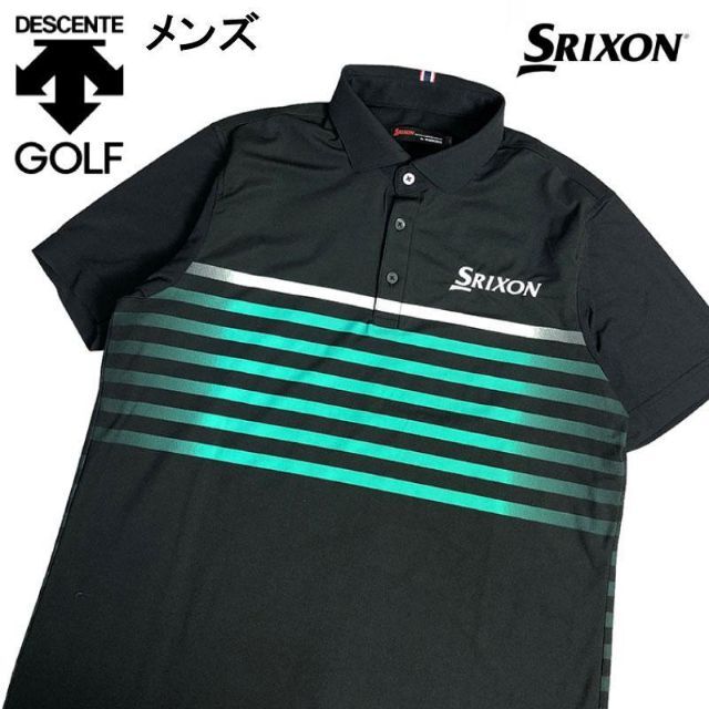 SRIXON 半袖ポロシャツ by DESCENT ボーダー柄 ブラック L