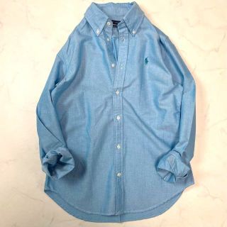 ラルフローレン(Ralph Lauren)の極美品♪ラルフローレン　長袖シャツ　ポニー刺繍ロゴ　水色　6M相当　ボタンダウン(シャツ/ブラウス(長袖/七分))