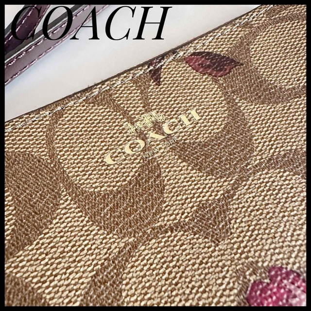 【未使用】COACH コーチ　フラワーミニポーチ　シグネチャー　花柄　PVC 1