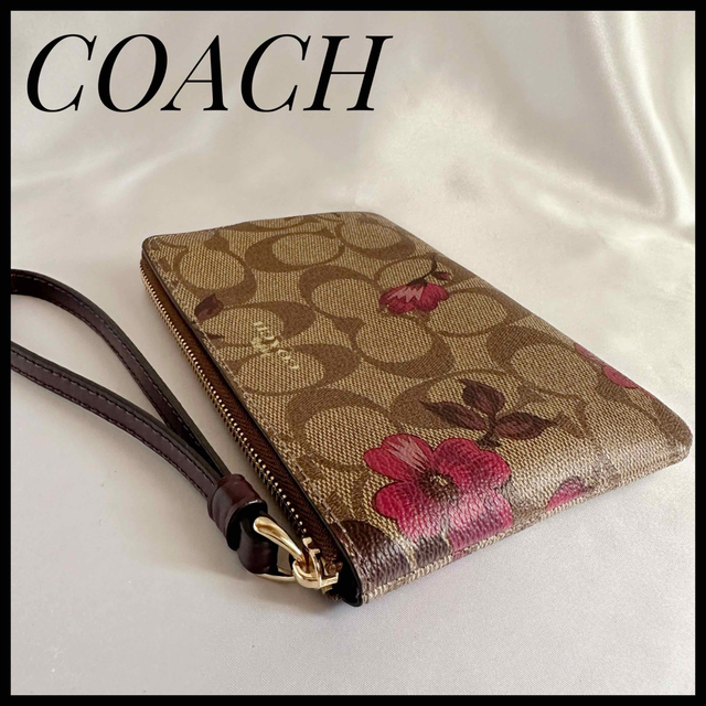 【未使用】COACH コーチ　フラワーミニポーチ　シグネチャー　花柄　PVC 3