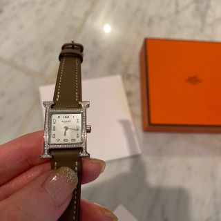 HERMES HH1.235C Hウォッチ PM ダイヤモンド 未使用 腕時計 SS 革 ダイヤモンド レディース