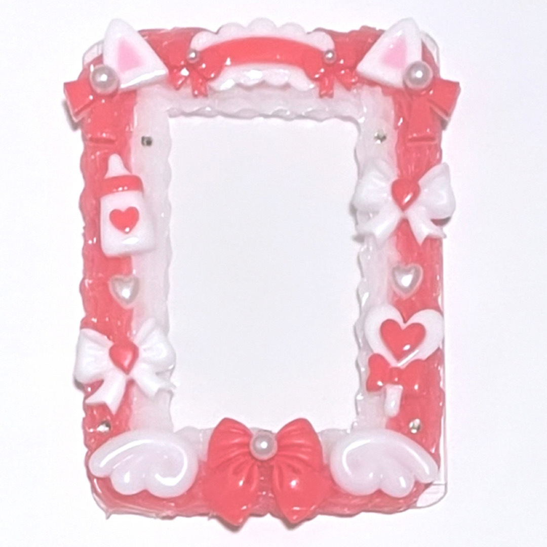 002♡ネコ耳メイド レッド ホイップデコ 硬質ケースデコ トレカケースデコ