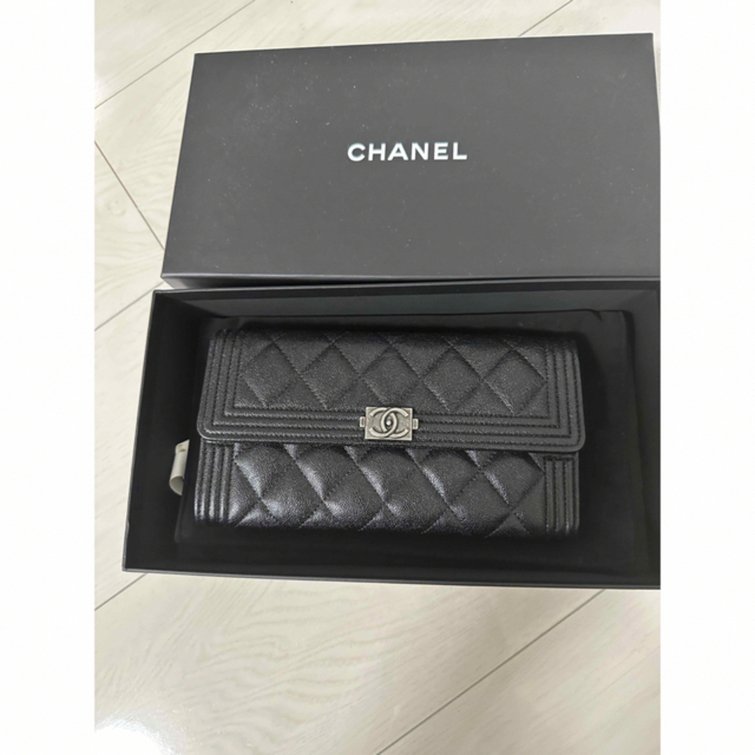 CHANEL シャネル ボーイシャネル 長財布 キャビアスキン 正規品