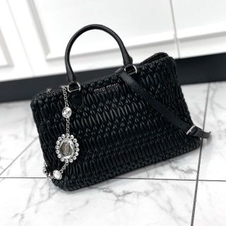 Y59-3 ミュウミュウ miumiu ハンドバッグ 2way 黒 レザー 美品-