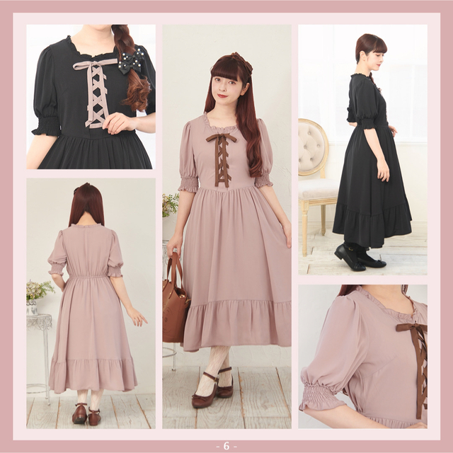 新品タグ付き★しまむら青木美沙子さんコラボ★レースアップリボンワンピース★黒