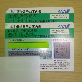 エーエヌエー(ゼンニッポンクウユ)(ANA(全日本空輸))のANA株主優待券　2枚(航空券)