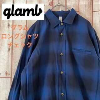 グラム(glamb)の【人気】グラム　Bellnap ロングシャツ　チェック　ブルー(シャツ)