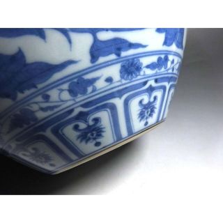 時代物 九谷焼 九谷万年窯 染付花瓶 元染写 古陶磁 高約28cm t97019