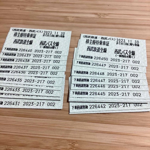 埼玉西武ライオンズ(サイタマセイブライオンズ)の西武鉄道乗車証20枚 チケットの乗車券/交通券(鉄道乗車券)の商品写真
