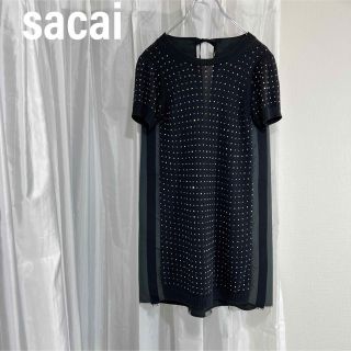 サカイ(sacai)のサカイ　sacai ワンピース　チュニック ワンピース　シルク　ラインストーン(ひざ丈ワンピース)