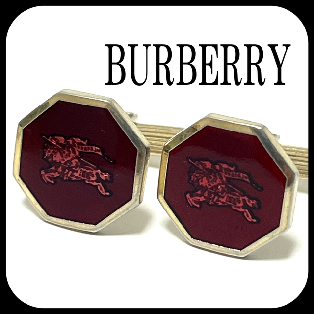 BURBERRY バーバリー カフスボタン カフリンクス レッド×ゴールド jsco