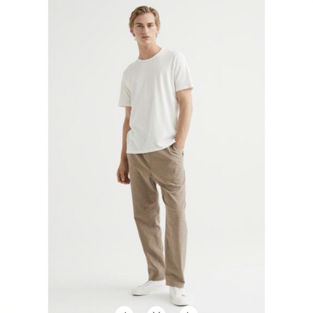 H&M(エイチアンドエム)のH&MリネンブレンドTシャツ ホワイト　サイズM メンズのトップス(Tシャツ/カットソー(半袖/袖なし))の商品写真