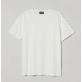 エイチアンドエム(H&M)のH&MリネンブレンドTシャツ ホワイト　サイズM(Tシャツ/カットソー(半袖/袖なし))