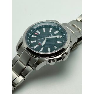 特上美品 希少 人気のGMT 24時間計 シチズン アテッサ 電波ソーラー