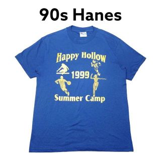 ヘインズ(Hanes)の90s Hanes　ビッグプリント　Tシャツ　古着　ヘインズ　ネイビー(Tシャツ/カットソー(半袖/袖なし))