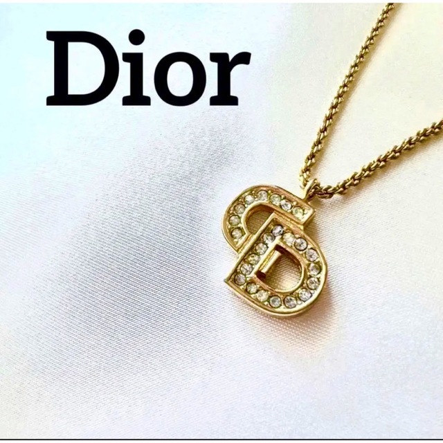 Christian Dior CDロゴ　ラインストーン　ゴールド　ネックレス
