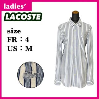 ラコステ(LACOSTE)のラコステ 長袖シャツ レディース サイズUS M ストライプ柄 ワンポイントロゴ(シャツ/ブラウス(長袖/七分))