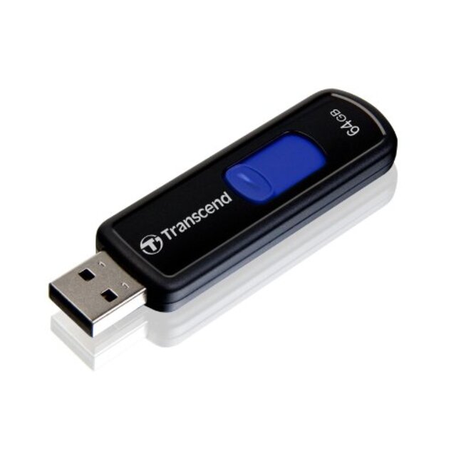 Transcend USBメモリ 64GB USB 2.0 スライド式 ブラック TS64GJF500