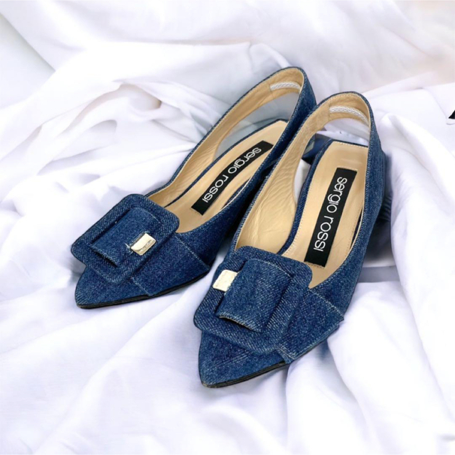 美品 セルジオロッシ SR MILANO デニムパンプス 34 - サンダル