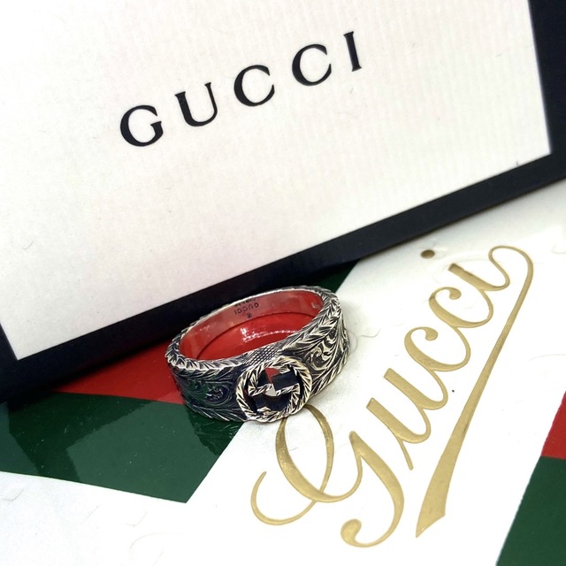 美品！GUCCI インターロッキング シルバーリング 925 12号 付属品付き | フリマアプリ ラクマ