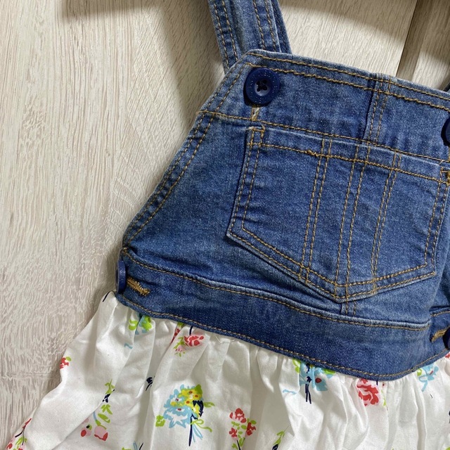 デニムワンピース❤︎花柄チュール キッズ/ベビー/マタニティのキッズ服女の子用(90cm~)(ワンピース)の商品写真